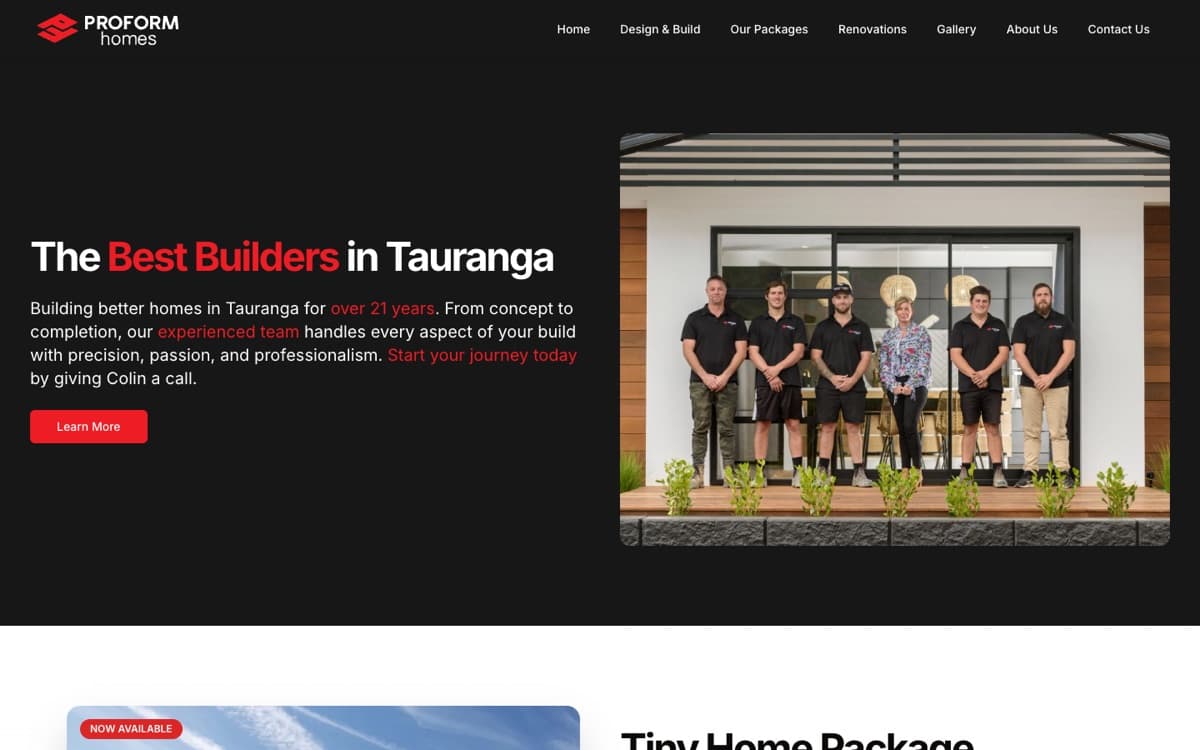 The Proform Homes website